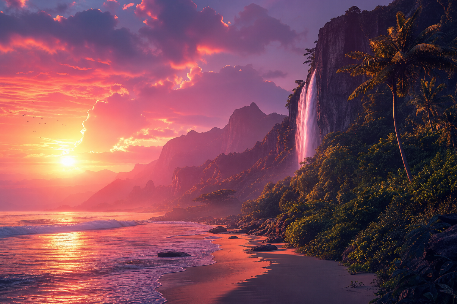 Tropical Beach Sunset Nature Wallpaper  5 4K