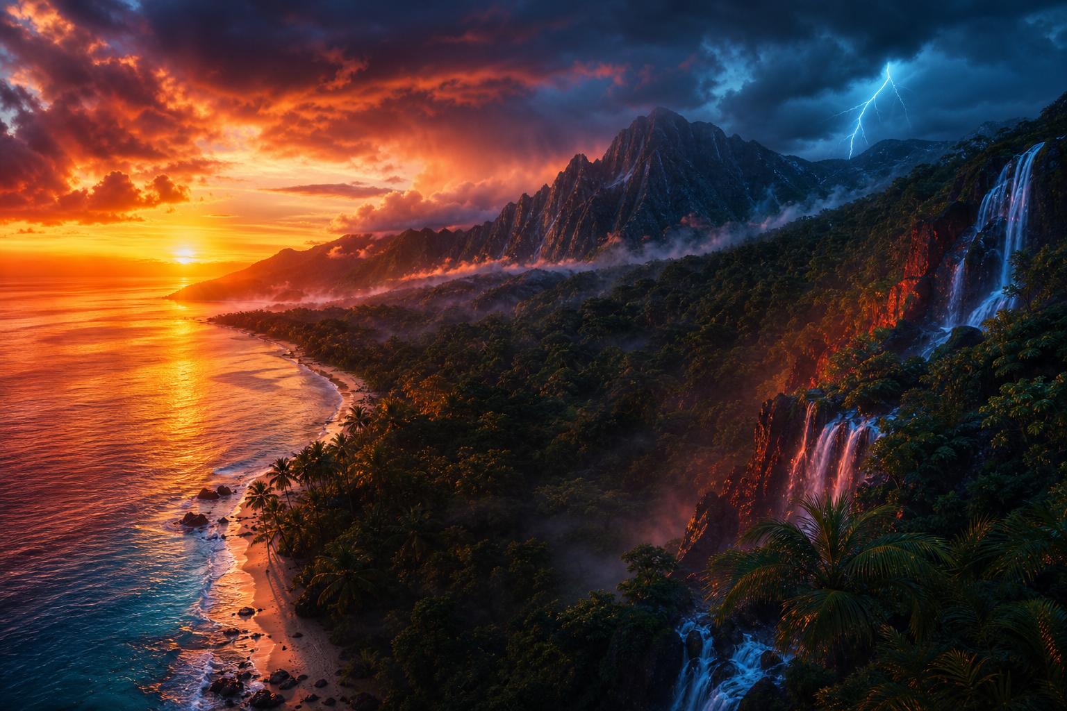 Tropical Beach Sunset Nature Wallpaper  5 4K