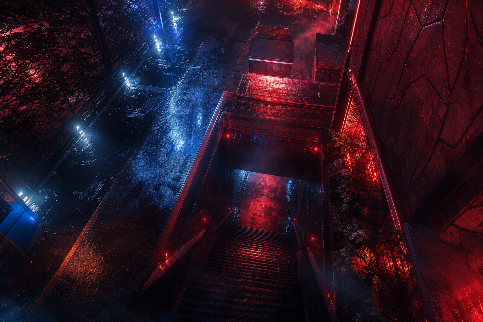 Underground Neon Club Entrance Cyberpunk Wallpaper  15 4K