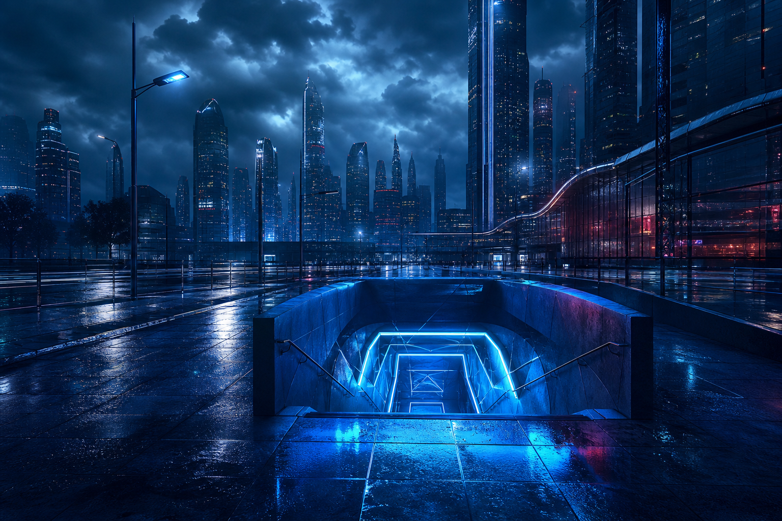Underground Neon Club Entrance Cyberpunk Wallpaper  15 4K