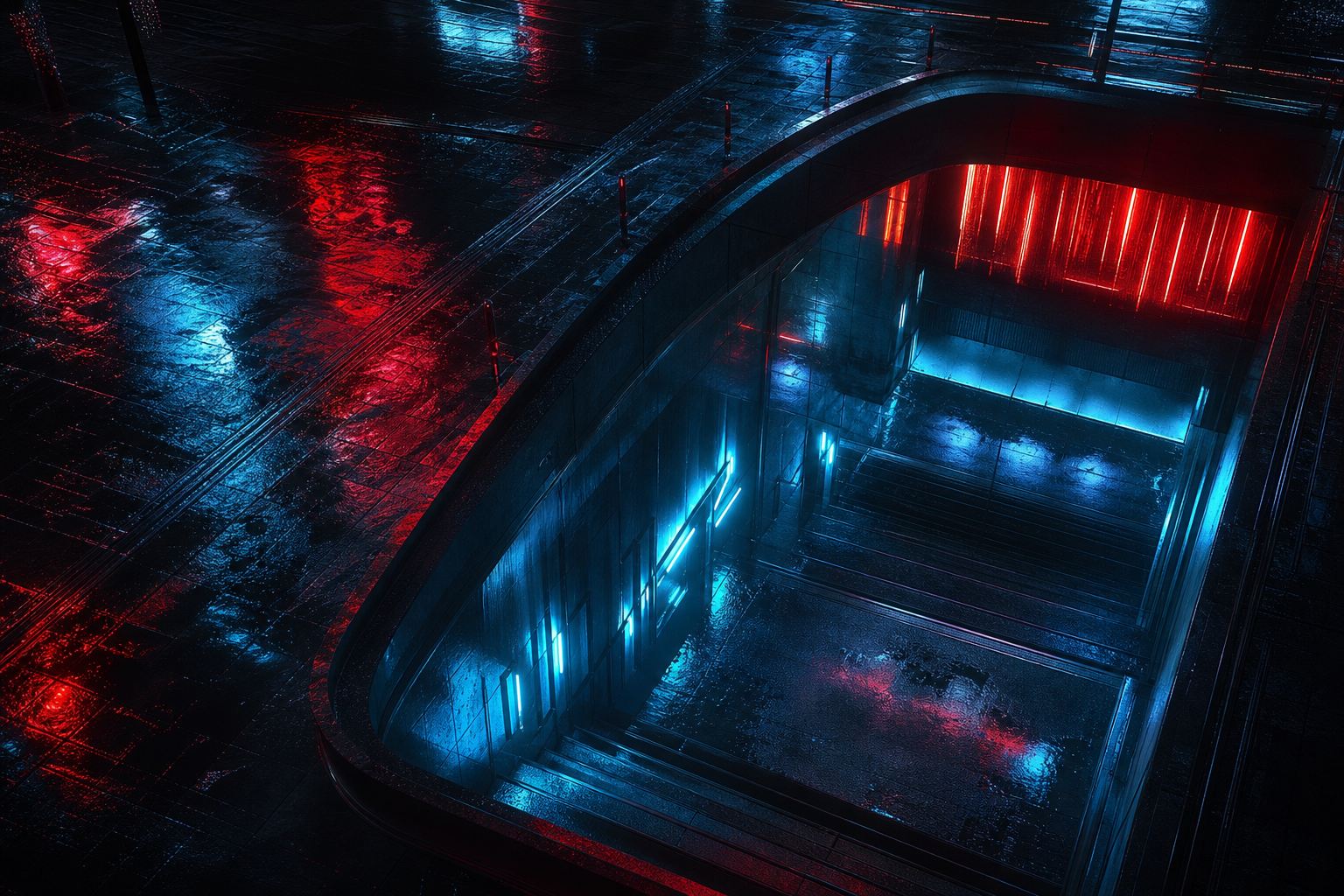 Underground Neon Club Entrance Cyberpunk Wallpaper  15 4K
