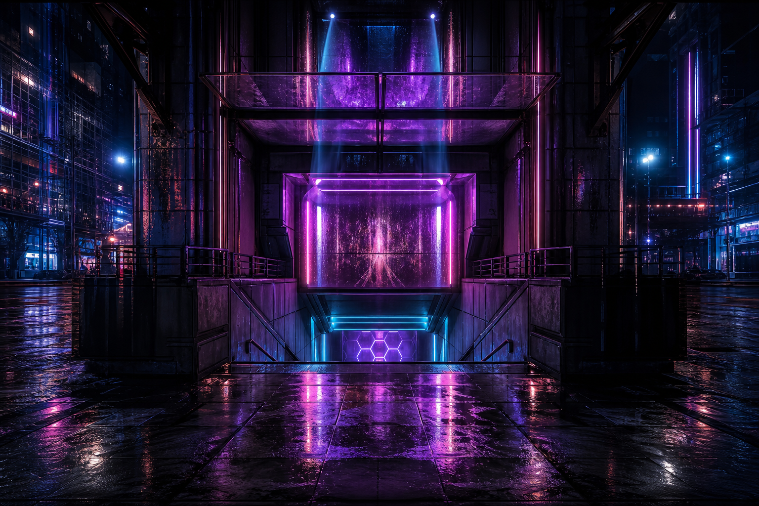 Underground Neon Club Entrance Cyberpunk Wallpaper  15 4K
