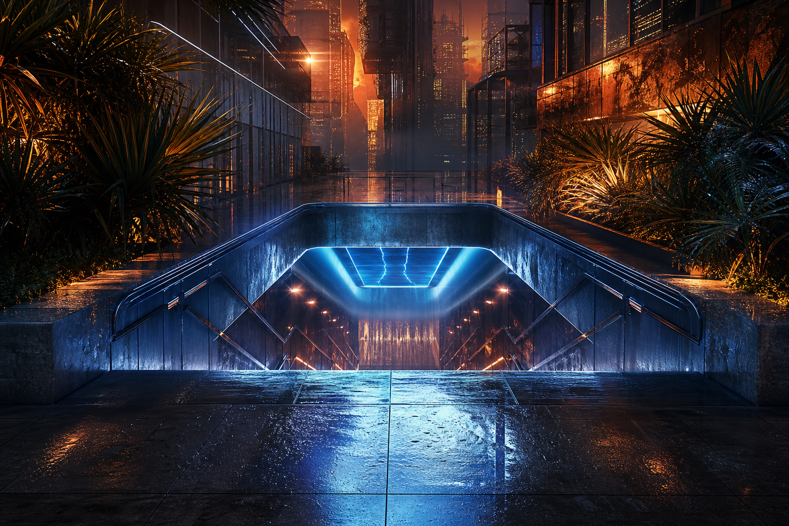 Underground Neon Club Entrance Cyberpunk Wallpaper  15 4K