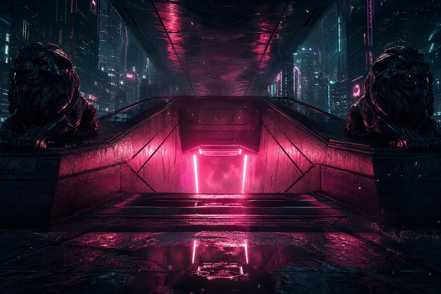 Underground Neon Club Entrance Cyberpunk Wallpaper  15 4K