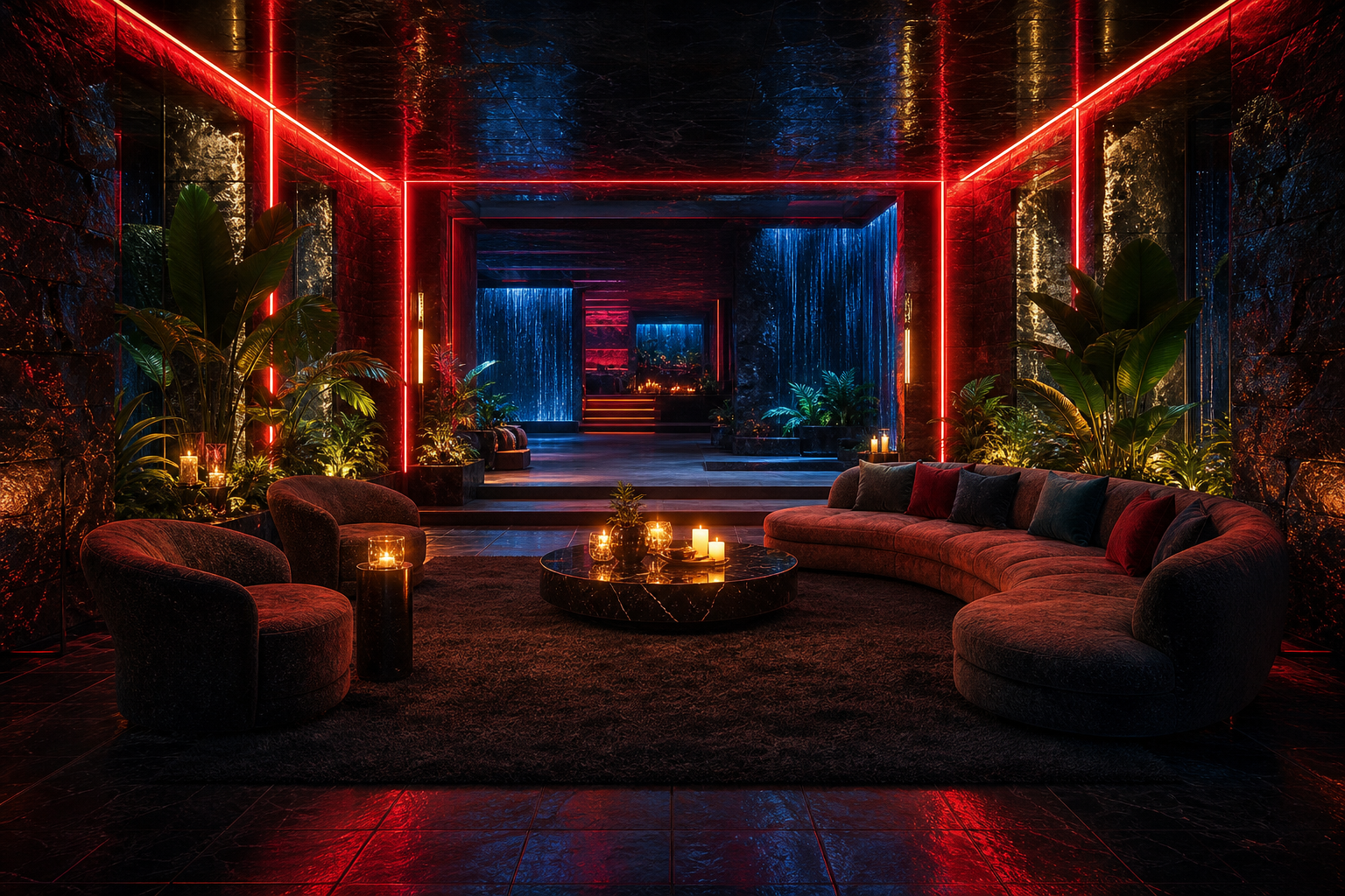 Underground Neon Club Entrance Living-Room-Design Wallpaper  15 4K