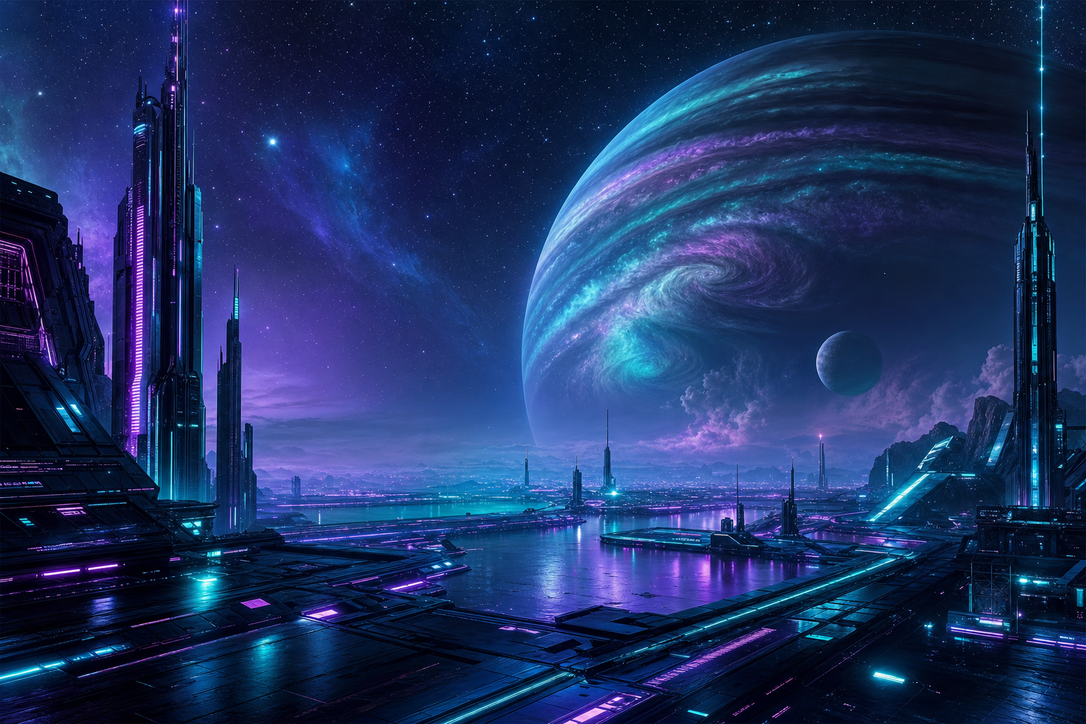Vertical 9:16 Live Wallpaper Video, Cyberpunk City Street At Night, Neon Signs, Soft Rain Falling, Wet Asphalt Reflections, Slow Cinematic Camera Push-In, Subtle Fog, Glowing Holograms, Seamless Loop, No Text, No Logo, No Watermark Space Wallpaper 3 4K