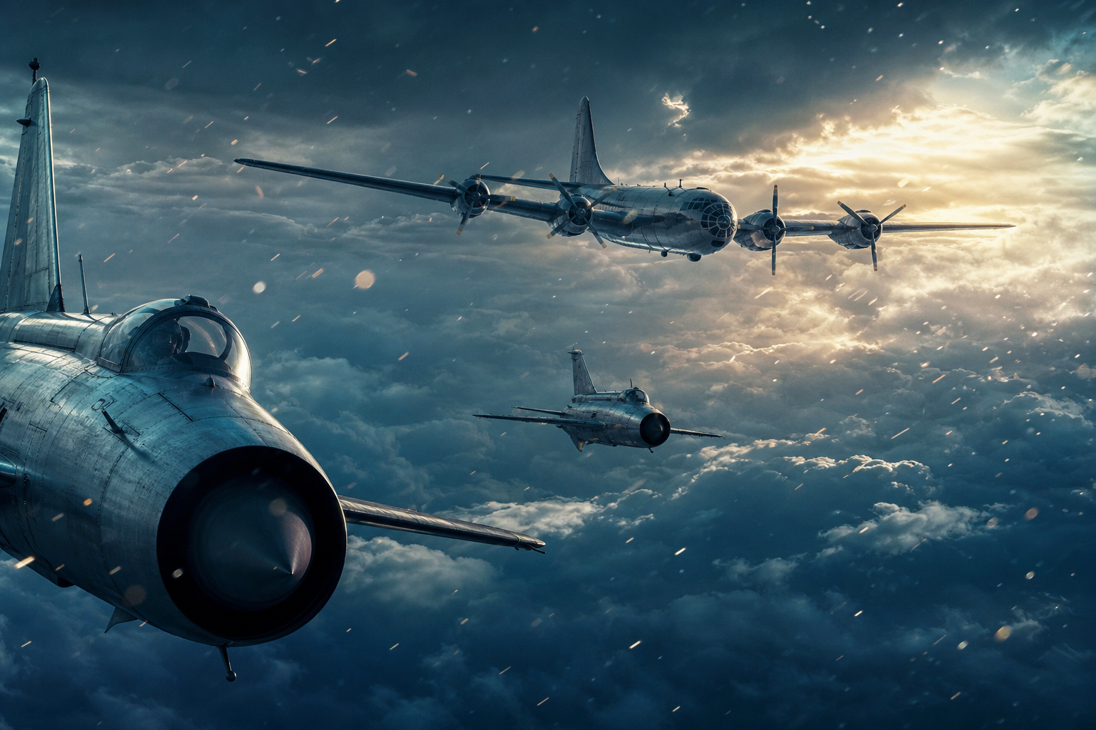Vintage Aircraft Formation In Dramatic Sunset Clouds Airplanes Wallpaper  3 4K