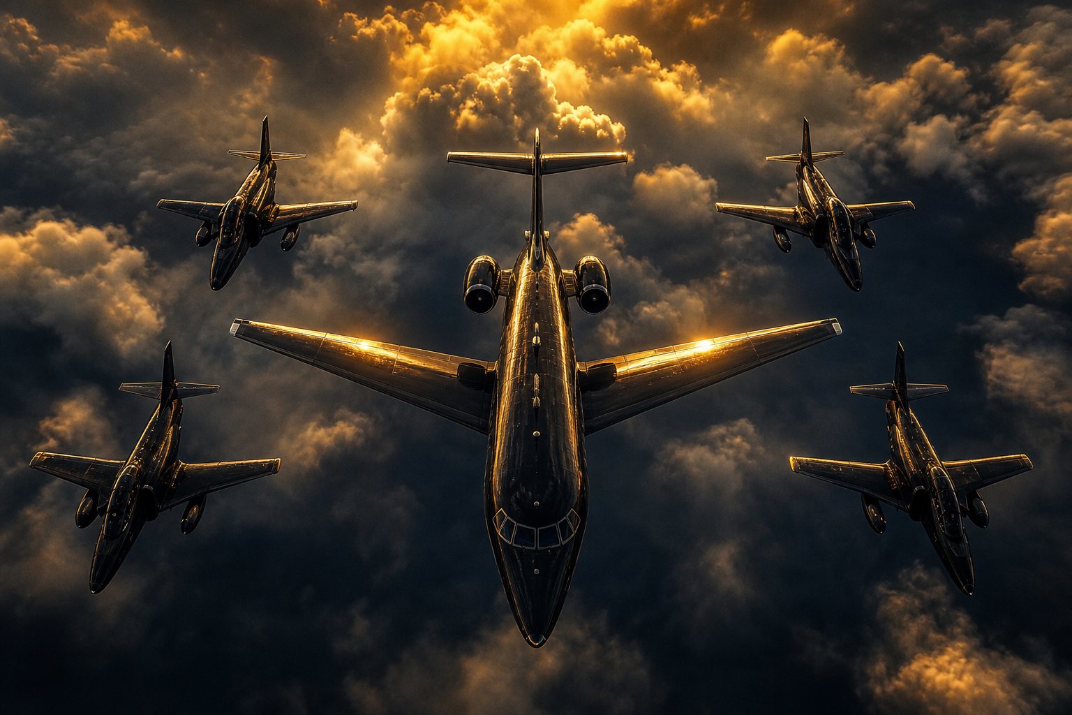 Vintage Aircraft Formation In Dramatic Sunset Clouds Airplanes Wallpaper  3 4K