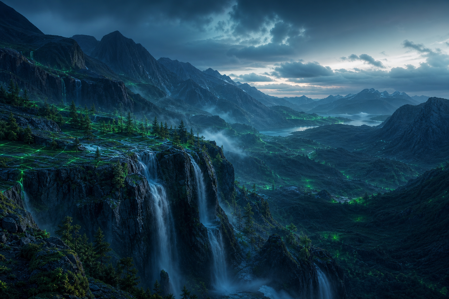 Waterfall Valley Cinematic Nature Wallpaper  3 4K