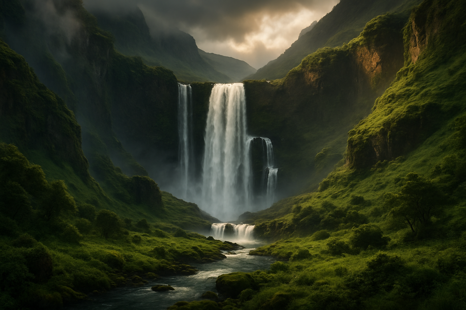 Waterfall Valley Cinematic Nature Wallpaper 3 4K 4K Nature Wallpaper