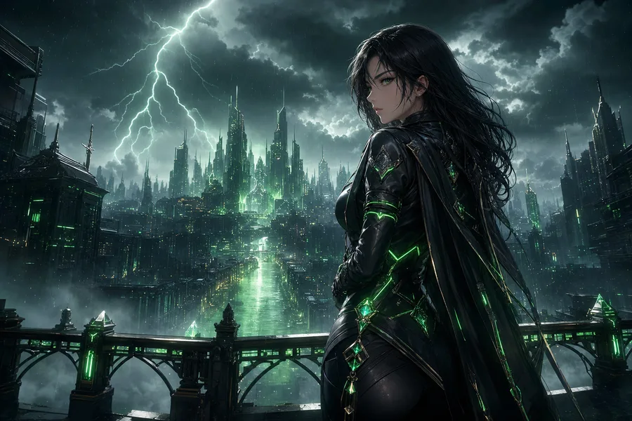 Adult Anime Cyberpunk Heroine With Neon Lights, Safe For Work, Fully Clothed Anime Wallpaper  13 4K