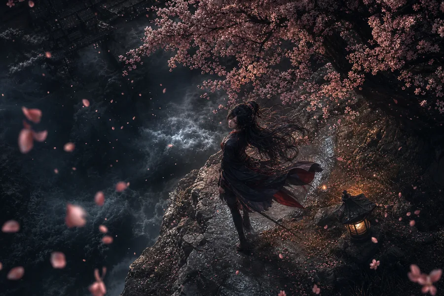 Adult Anime Heroine Under Cherry Blossoms, Safe For Work, Fully Clothed Anime Wallpaper  1 4K