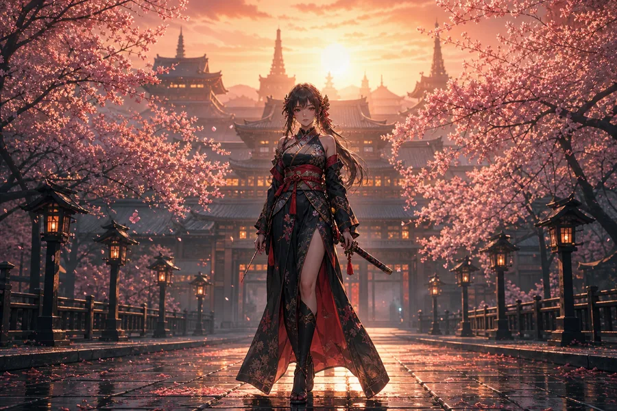 Adult Anime Heroine Under Cherry Blossoms, Safe For Work, Fully Clothed Anime Wallpaper  17 4K