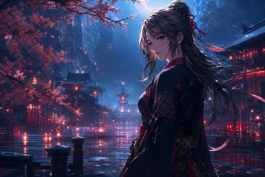 Adult Anime Heroine Under Cherry Blossoms, Safe For Work, Fully Clothed Anime Wallpaper  25 4K