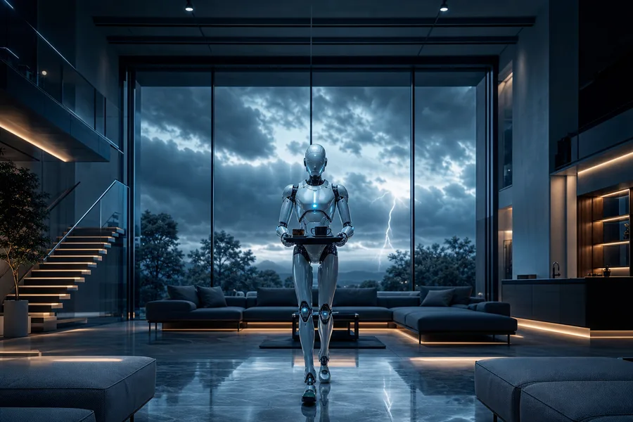 AI Robot Assistant In Modern Home Robots Wallpaper  8 4K