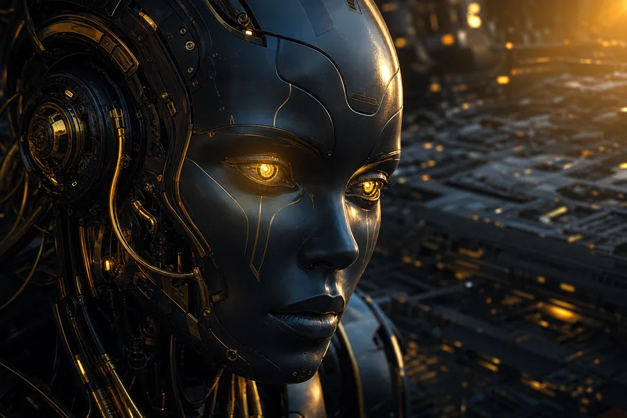Android Face Closeup With Glowing Eyes Robots Wallpaper  5 4K
