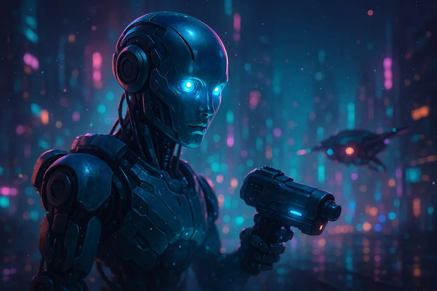 Android Face Closeup With Glowing Eyes Robots Wallpaper  5 4K