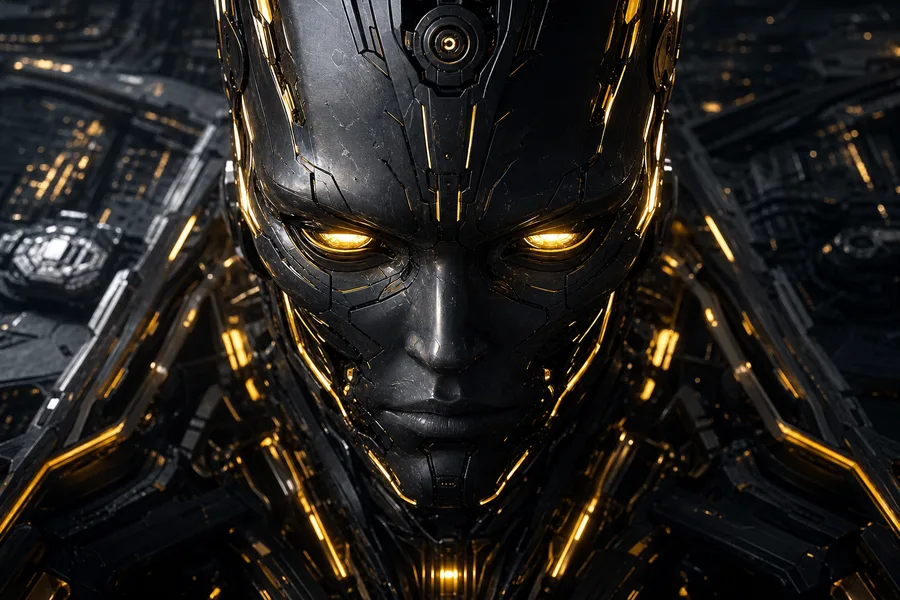 Android Face Closeup With Glowing Eyes Robots Wallpaper  5 4K