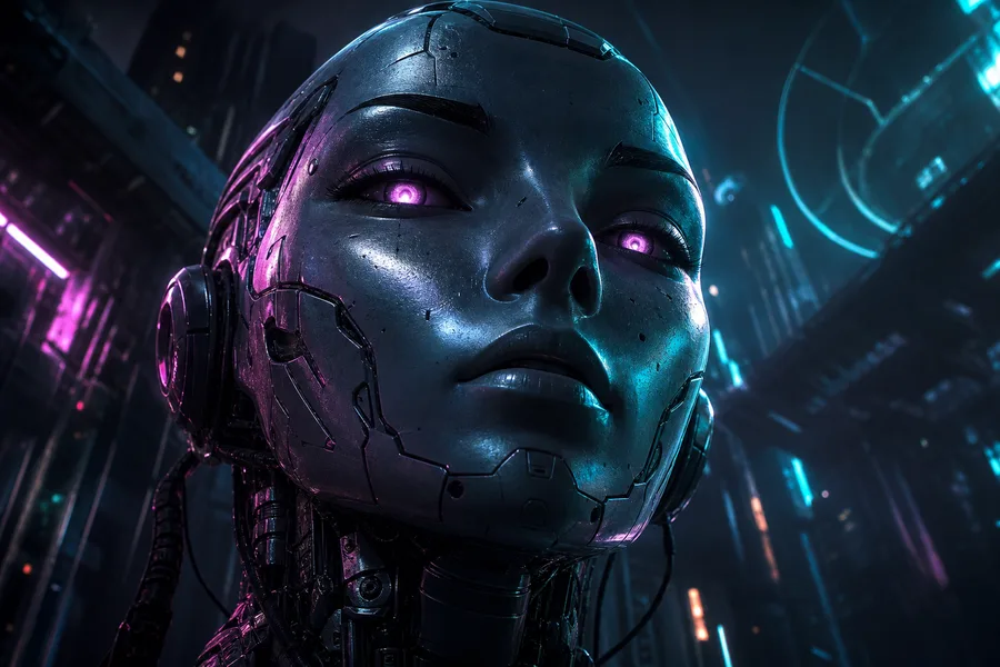 Android Face Closeup With Glowing Eyes Robots Wallpaper  5 4K