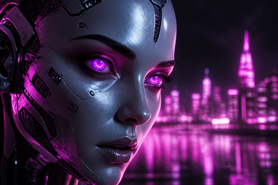 Android Face Closeup With Glowing Eyes Robots Wallpaper  5 4K