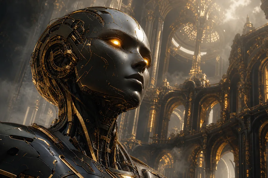 Android Face Closeup With Glowing Eyes Robots Wallpaper  5 4K