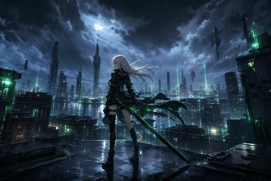 Anime City Street In Rain At Night Anime Wallpaper  11 4K