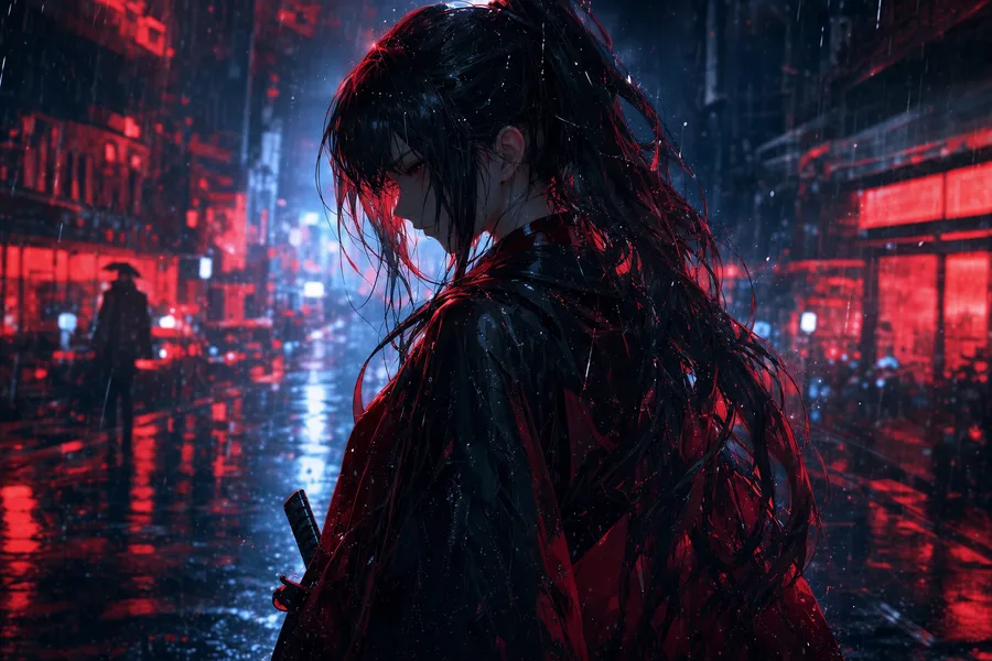 Anime City Street In Rain At Night Anime Wallpaper  19 4K