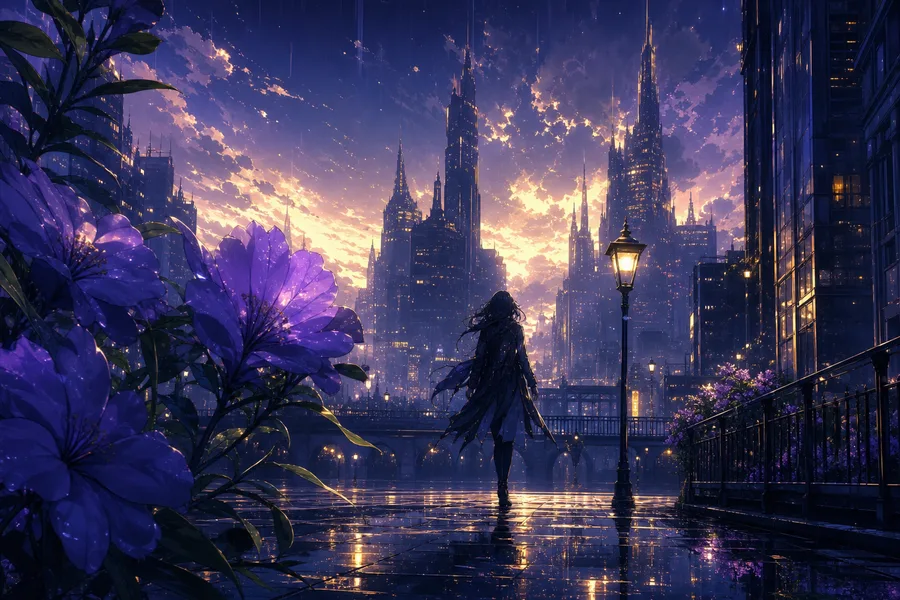Anime City Street In Rain At Night Anime Wallpaper  19 4K