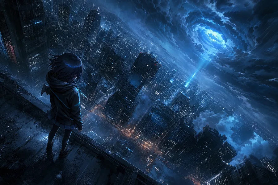 Anime City Street In Rain At Night Anime Wallpaper  3 4K