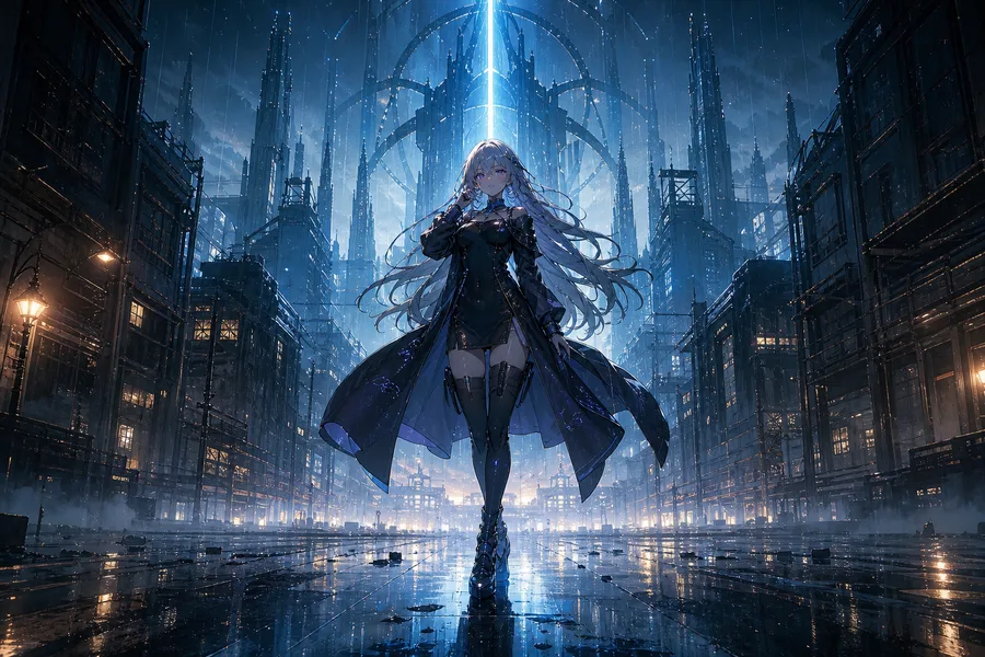 Anime City Street In Rain At Night Anime Wallpaper  3 4K