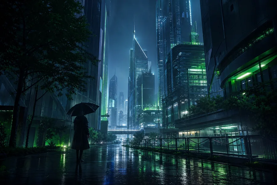 Anime City Street In Rain At Night Anime Wallpaper  3 4K