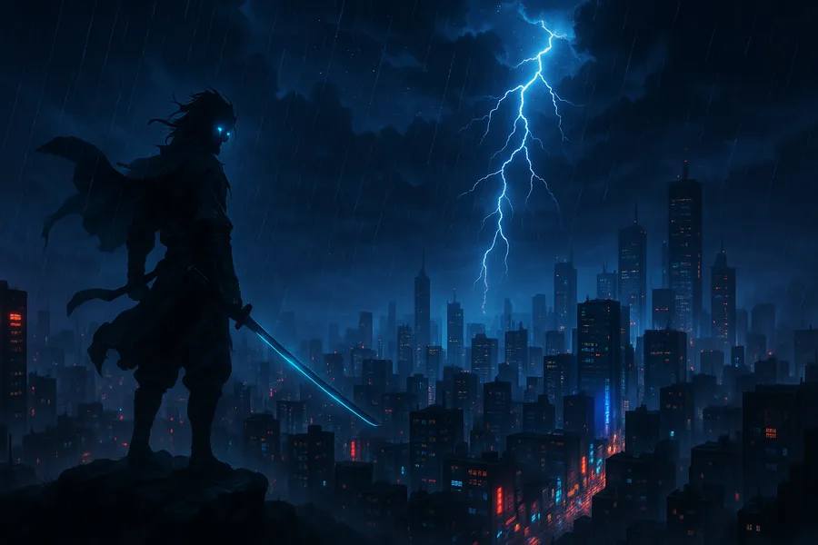 Anime City Street In Rain At Night Anime Wallpaper  3 4K