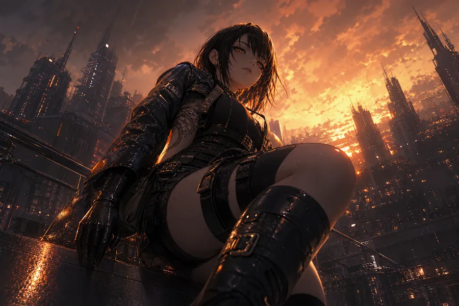 Anime Cyberpunk Girl With Neon Lights Anime Wallpaper  13 4K