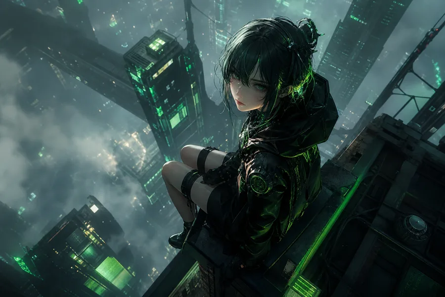 Anime Cyberpunk Girl With Neon Lights Anime Wallpaper  13 4K