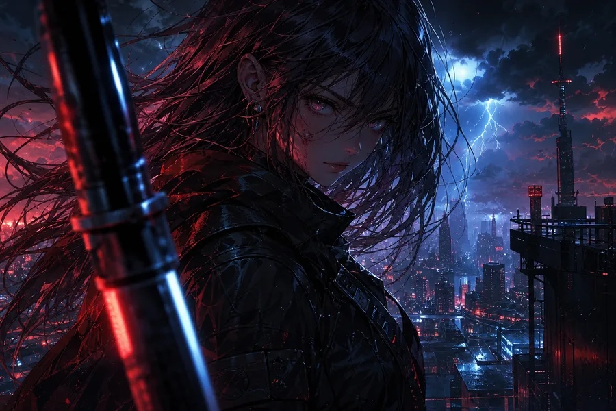 Anime Cyberpunk Girl With Neon Lights Anime Wallpaper  5 4K