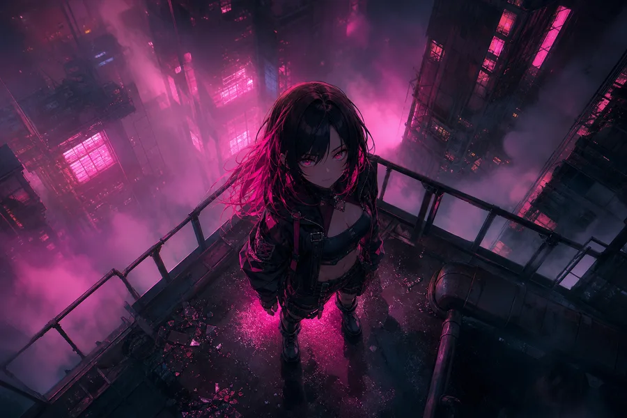Anime Cyberpunk Girl With Neon Lights Anime Wallpaper  5 4K