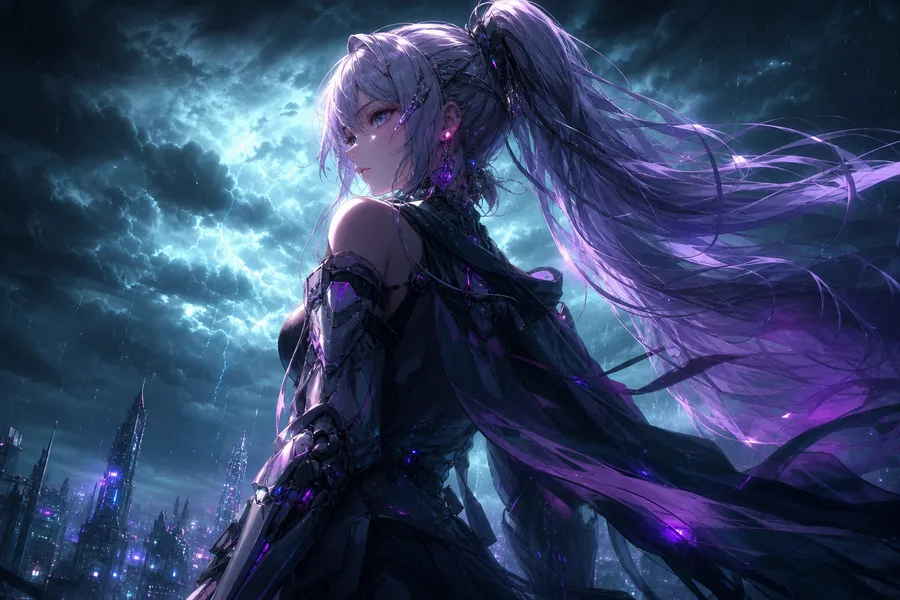 Anime Cyberpunk Girl With Neon Lights Anime Wallpaper  5 4K