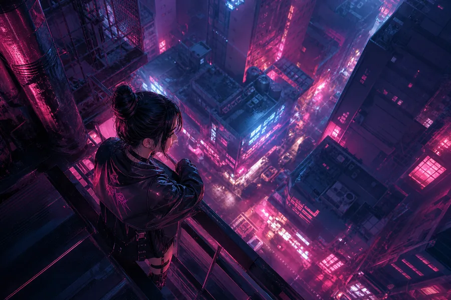 Anime Cyberpunk Girl With Neon Lights Anime Wallpaper  5 4K