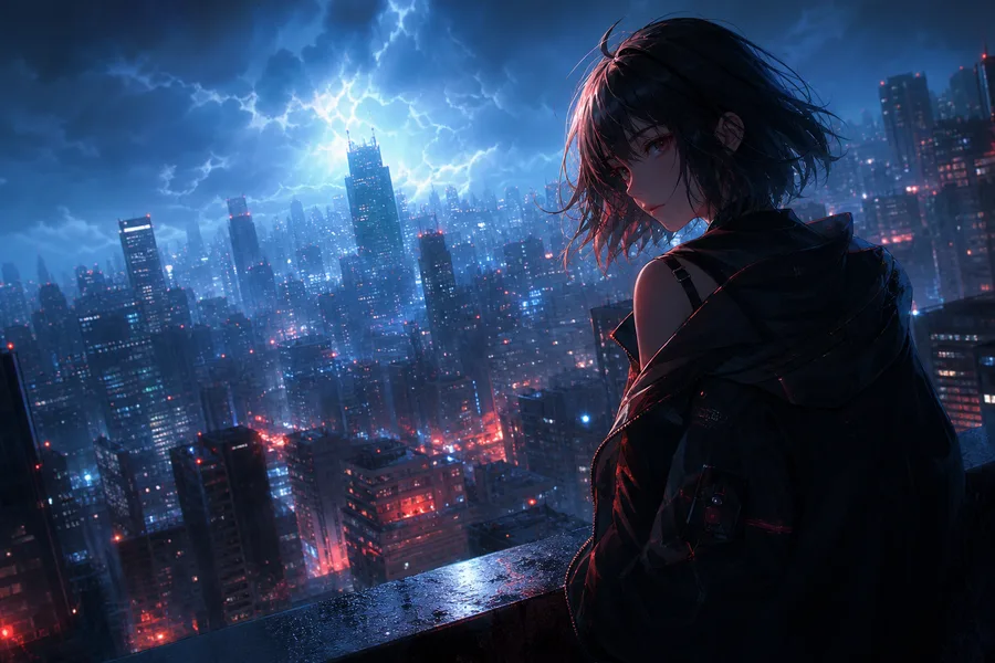 Anime Cyberpunk Girl With Neon Lights Anime Wallpaper  5 4K