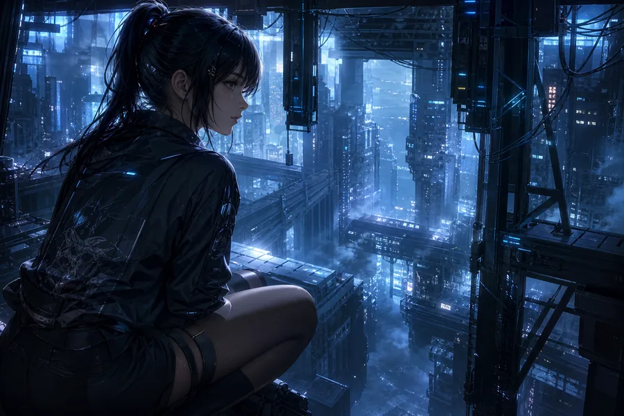 Anime Cyberpunk Girl With Neon Lights Anime Wallpaper  5 4K