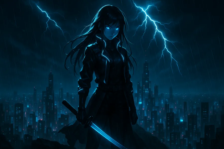 Anime Cyberpunk Girl With Neon Lights Anime Wallpaper  5 4K