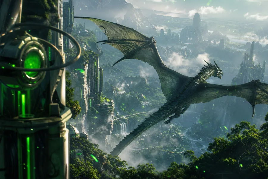 Anime Dragon Flying Over Valley Anime Wallpaper  15 4K