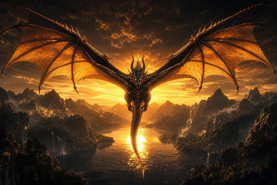 Anime Dragon Flying Over Valley Anime Wallpaper  15 4K