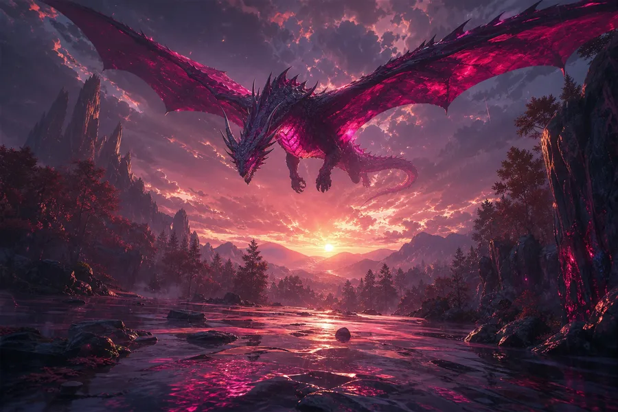Anime Dragon Flying Over Valley Anime Wallpaper  15 4K
