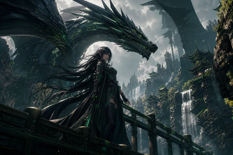 Anime Dragon Flying Over Valley Anime Wallpaper  23 4K