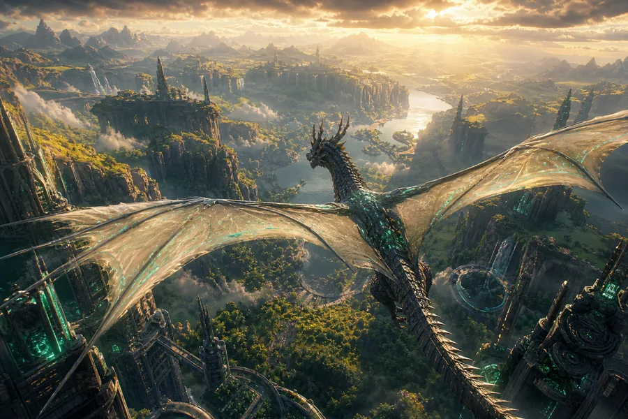 Anime Dragon Flying Over Valley Anime Wallpaper  23 4K