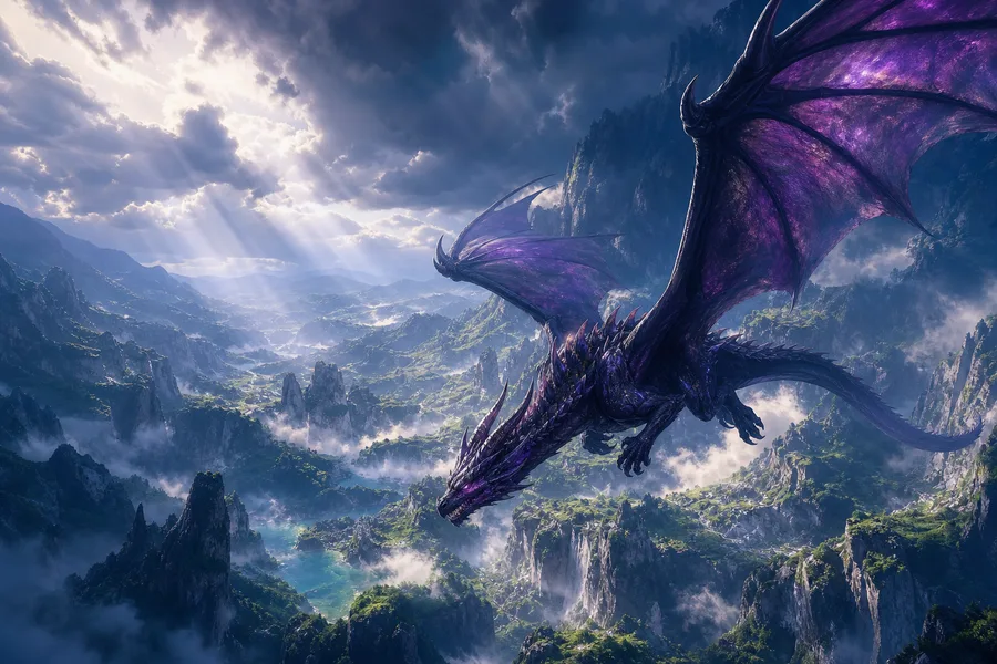Anime Dragon Flying Over Valley Anime Wallpaper  23 4K