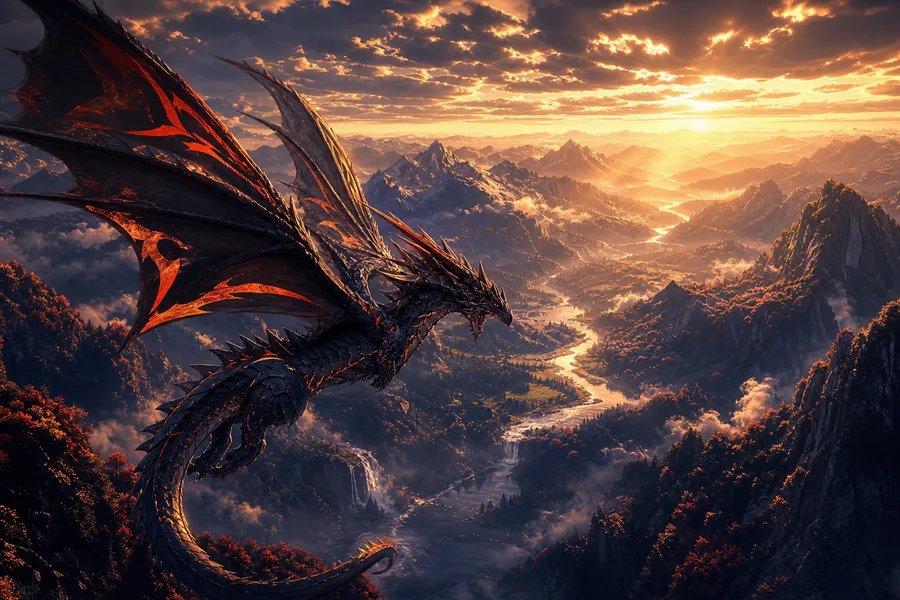 Anime Dragon Flying Over Valley Anime Wallpaper  7 4K