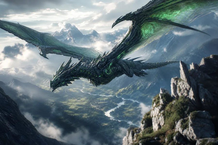 Anime Dragon Flying Over Valley Anime Wallpaper  7 4K