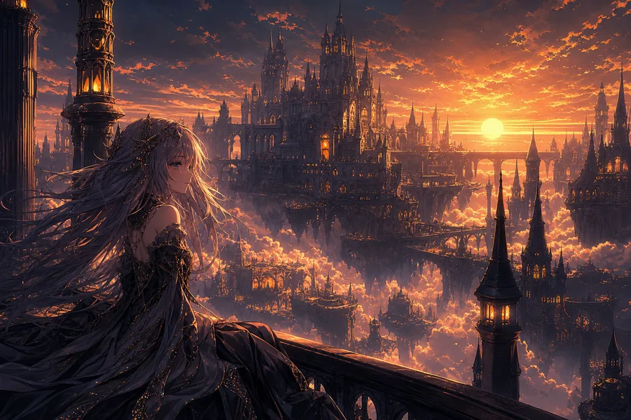 Anime Fantasy Castle Floating In Clouds Anime Wallpaper  20 4K